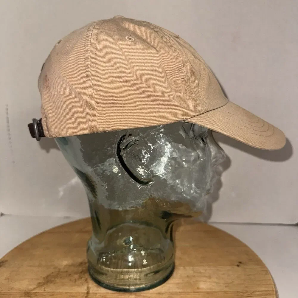 Polo Ralph Lauren Khaki Leather Strap Dad Hat Pony Logo Baseball Cap OSFA